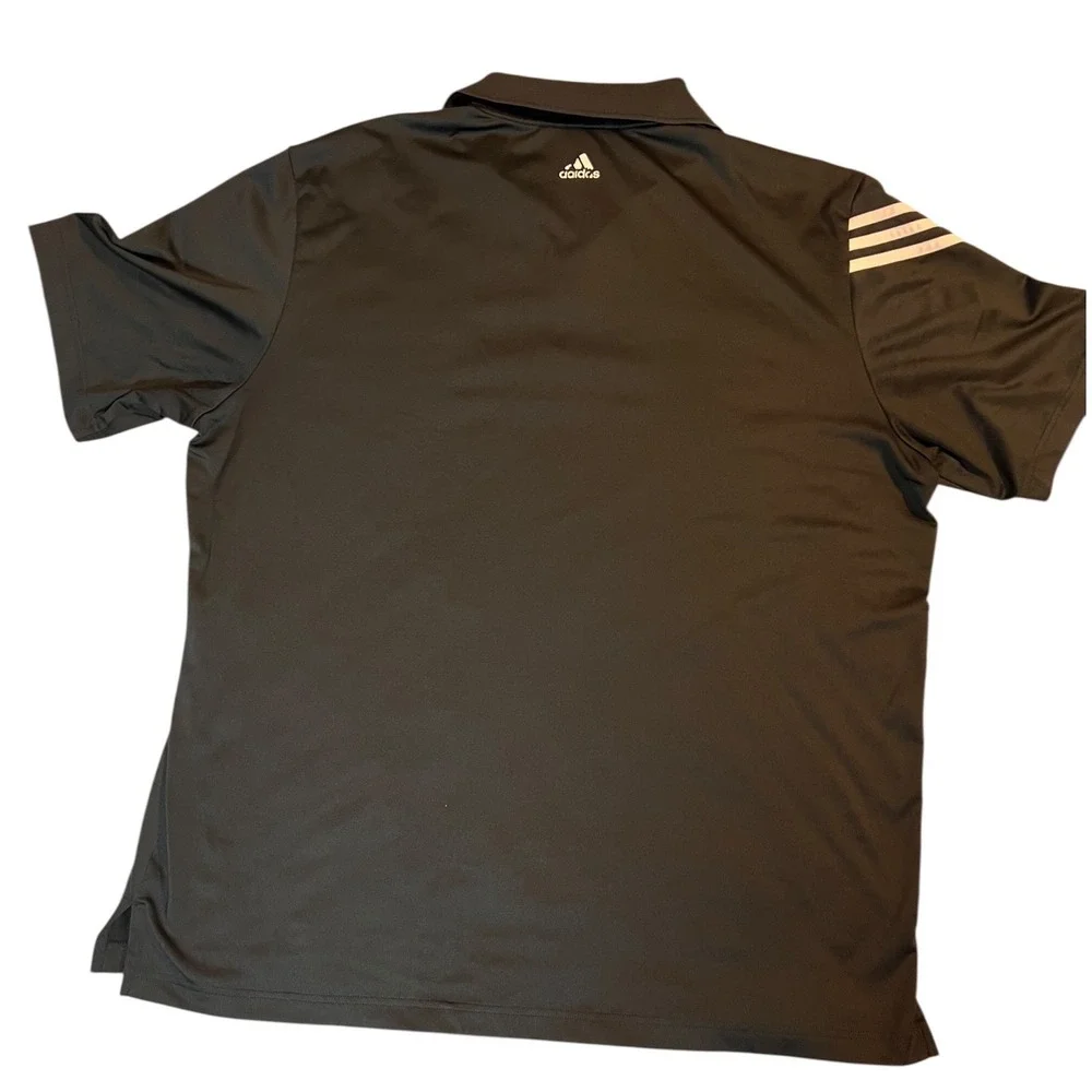 Adidas Puremotion Black Golf Polo Shirt Men's Medium 3 Stripe Stretch Climalite